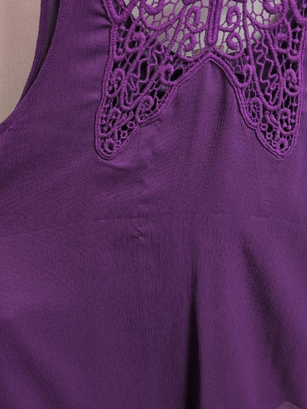 Reitmans Purple Short Sleeve Blouse Multilayer Lace Style Top Purple Violet - Picture 3 of 7